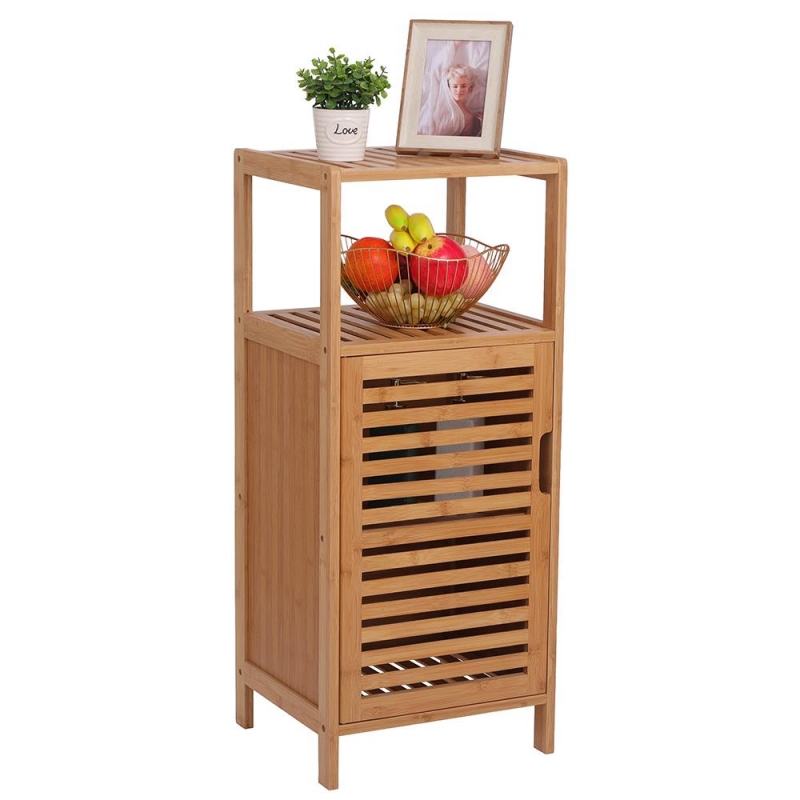 Zimtown Small Bathroom Storage Corner Floor Cabinet with Doors and