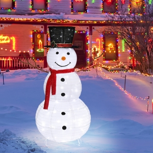 Zimtown LED Lighted Snowman Christmas Snowman w/ 180 LED Lights