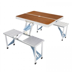 Zimtown Portable Folding Picnic Table With 4-Person Chair Seats