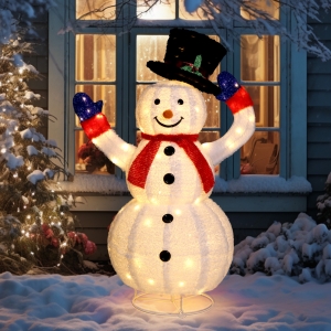 室外用  スノーマン☆LED 3-Piece Pop Up Snowman Family With LED Lights Set Same-Day
