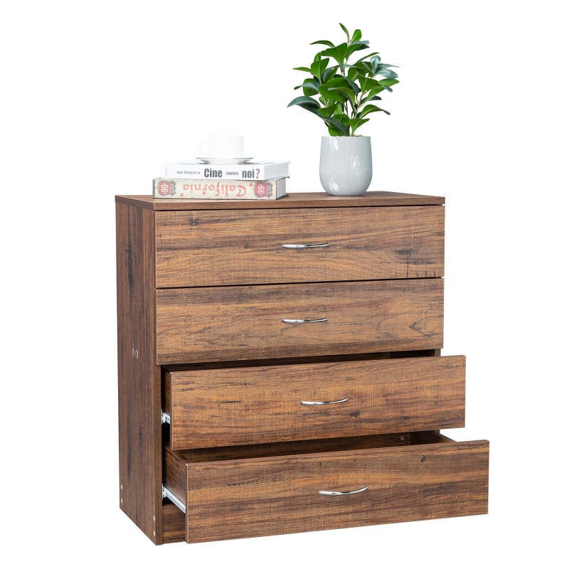Zimtown Wood Drawer Dresser, Modern 4Drawer Night Stand, Sturdy