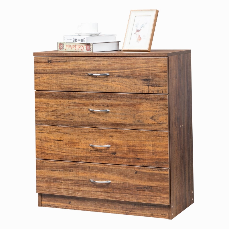 Zimtown Wood Drawer Dresser, Modern 4Drawer Night Stand, Sturdy