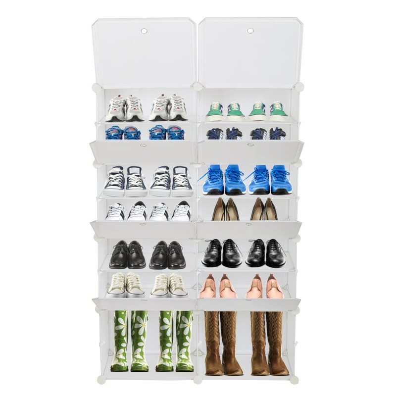 Zimtown 36-Cube Stackable Shoe Organizer, DIY Plastic Shoe Storage