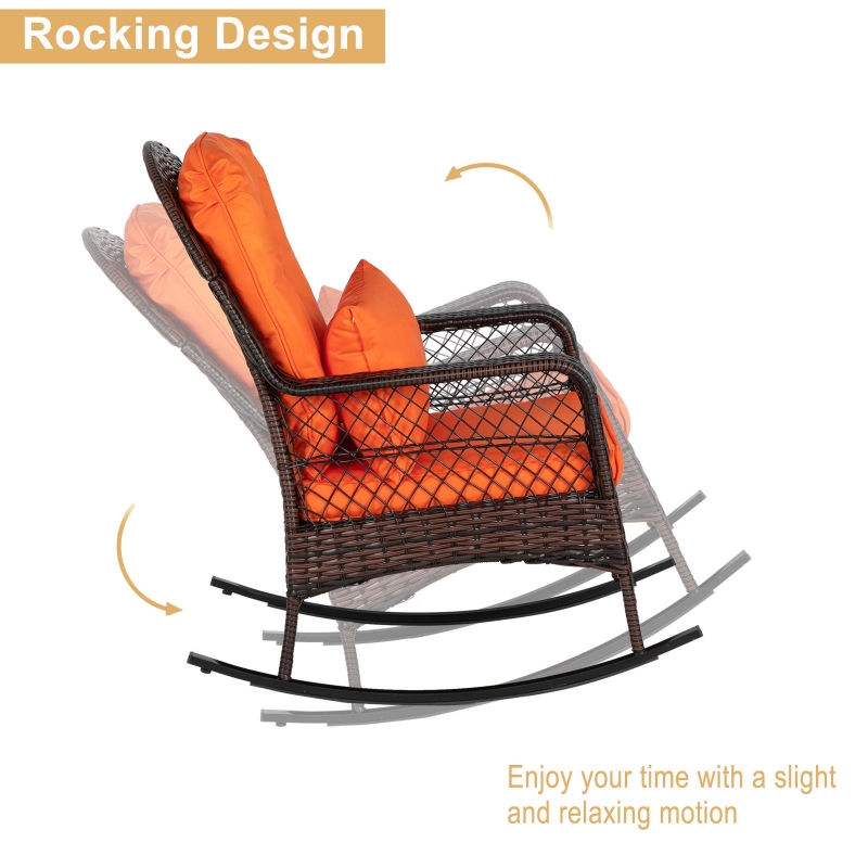 Zimtown Outdoor Wicker Rocking Chair Rattan Outdoor Patio Yard Furniture zimtown