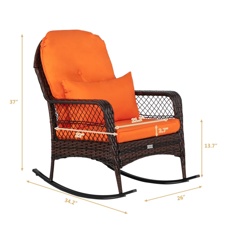 Zimtown Outdoor Wicker Rocking Chair Rattan Outdoor Patio Yard