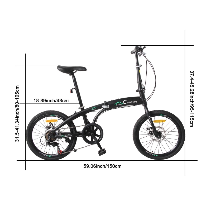 Campingsurvivals 20" Adult Folding Bike, 7 Speed Foldable City Commuter