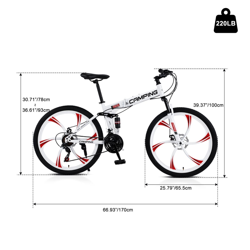 Campingsurvivals Folding Mountain Bike, 21 Speed Steel Adult