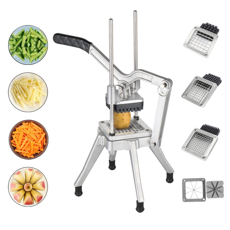 Zimtown Potato French Fry Fruit Vegetable Cutter Slicer Commercial Quality  W/ 4 Sizes Blades, Silver 