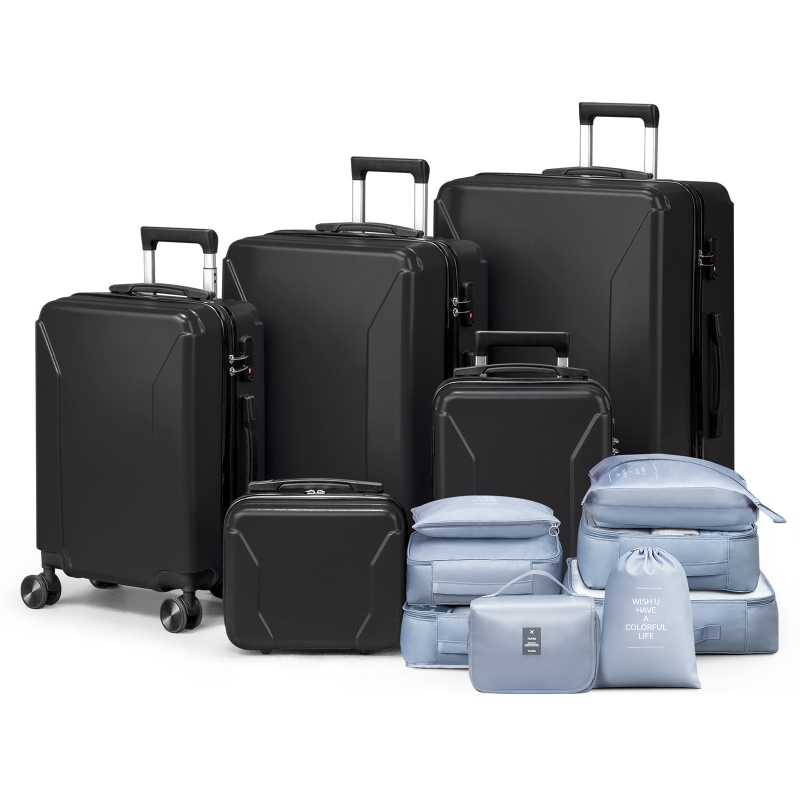 Zimtown 5-Piece Luggage Set with 8 Packing Cubes, Hard Shell
