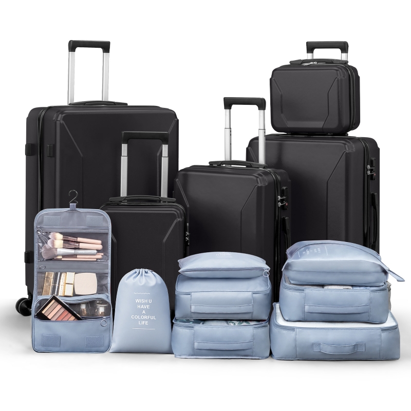 Zimtown 5-Piece Luggage Set with 8 Packing Cubes, Hard Shell