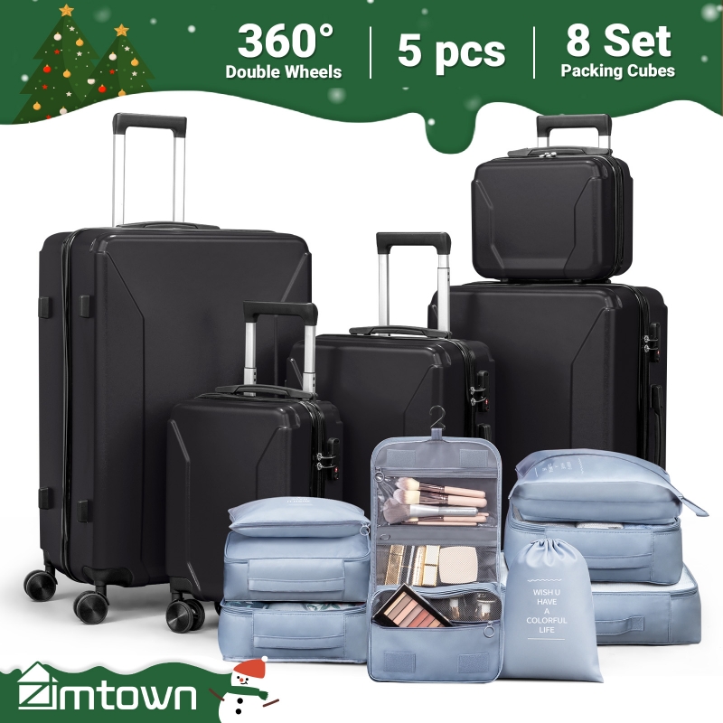 Zimtown 5-Piece Luggage Set with 8 Packing Cubes, Hard Shell