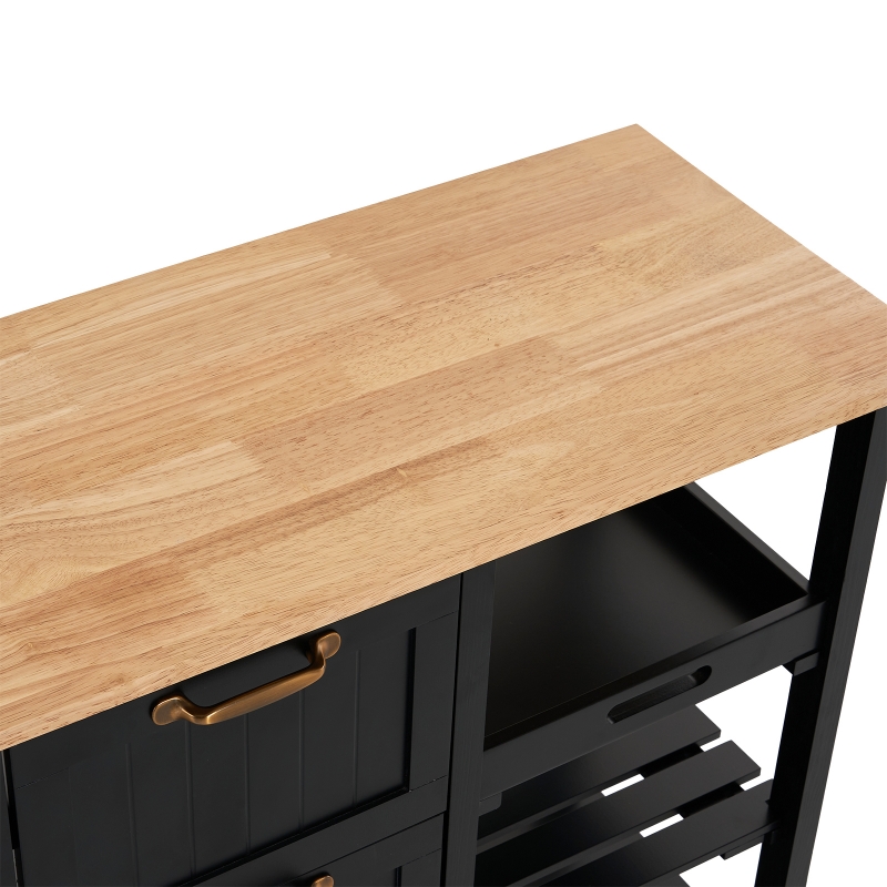 Zimtown Modern Rolling Kitchen Island Cart Wood Top Storage Trolley