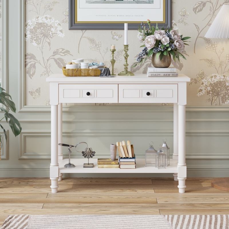 Zimtown Console Table with Storage Drawers, Solid Accent Sofa Table ...