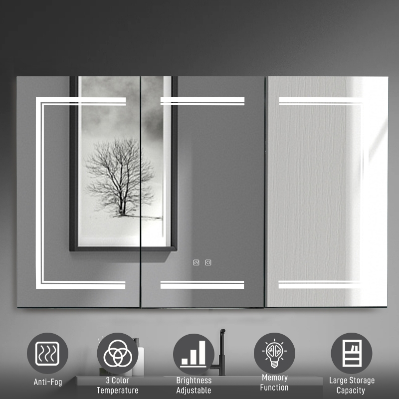 Zimtown LED Lighted Medicine Cabinet with Mirror, 48