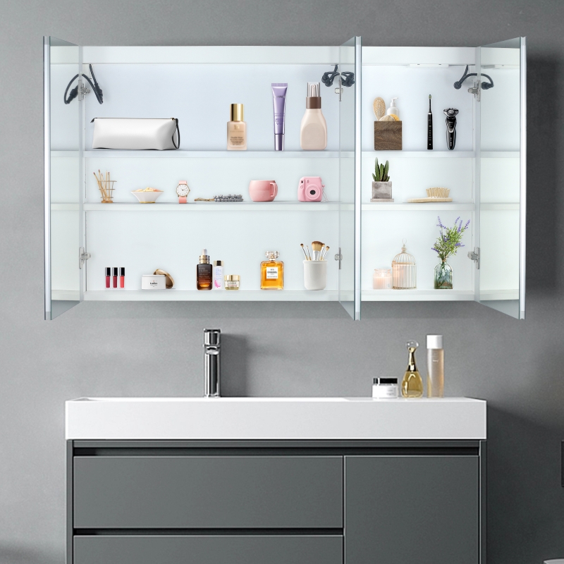 Zimtown LED Lighted Medicine Cabinet with Mirror, 48