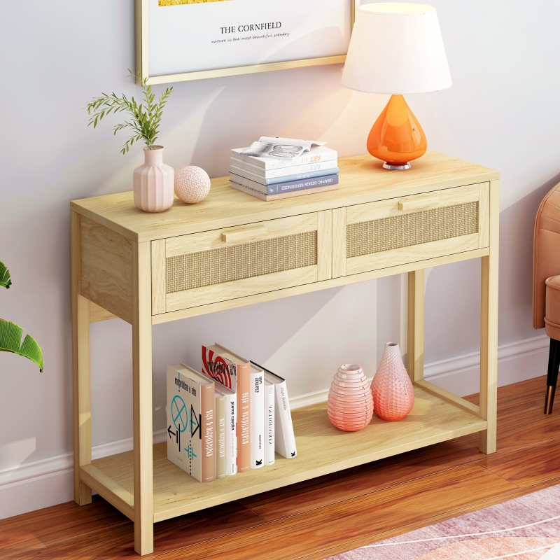 Zimtown Console Table Sofa Table with Storage Shelf, Narrow Long