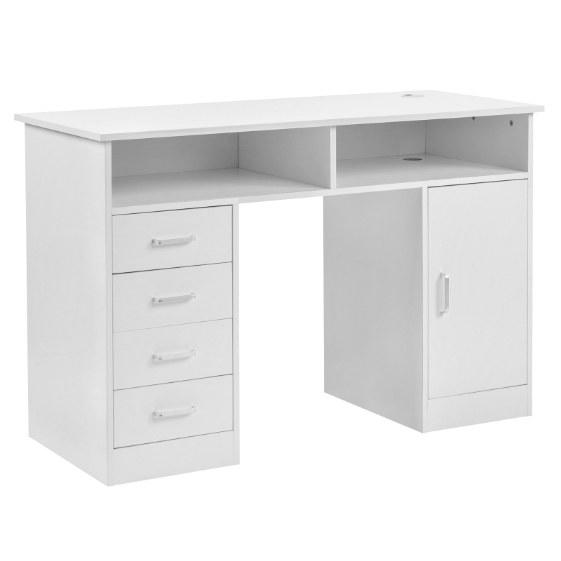 Zimtown White Computer Desk , Office Gaming Desk with Shelves and