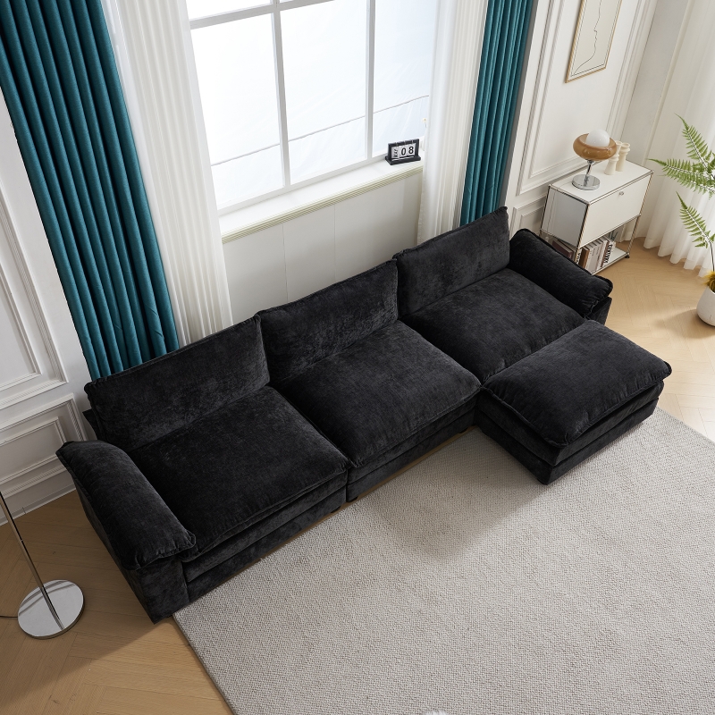 Zimtown Sectional Sofa with Ottoman, L Shaped Convertible