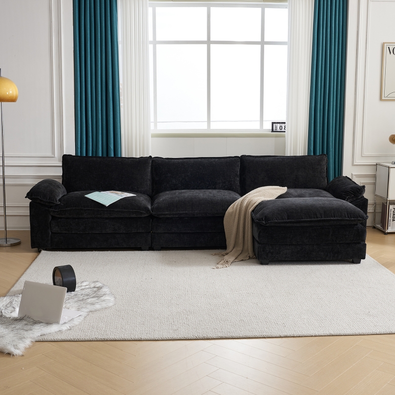 Zimtown Sectional Sofa with Ottoman, L Shaped Convertible