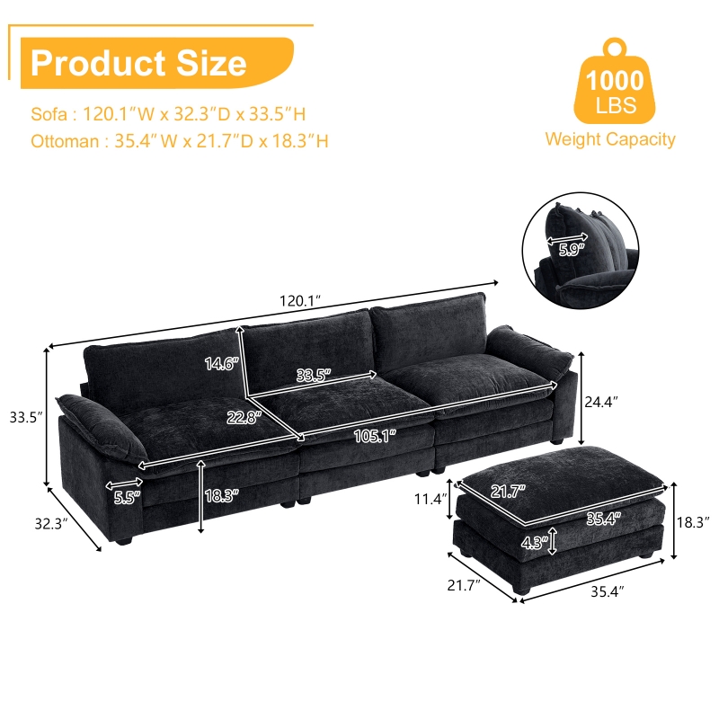 Zimtown Sectional Sofa with Ottoman, L Shaped Convertible Zimtown Sectional Sofa with Ottoman, L Shaped Convertible