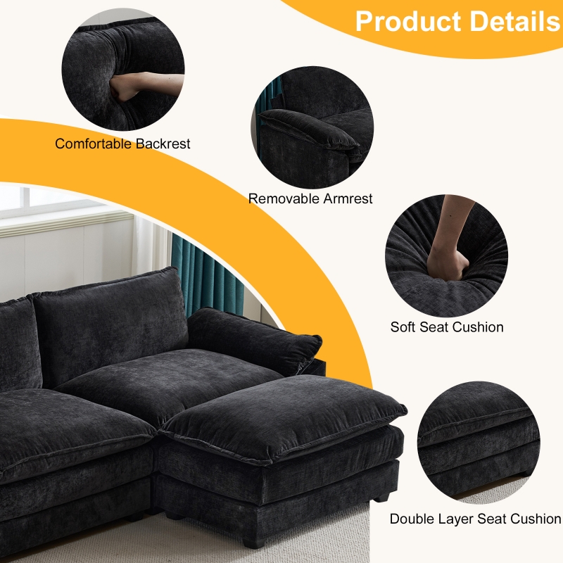 Zimtown Sectional Sofa with Ottoman, L Shaped Convertible