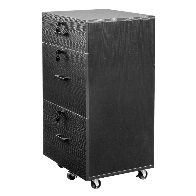 Zimtown 3 Drawer Mobile File with Lock, Under Desk Metal Filing