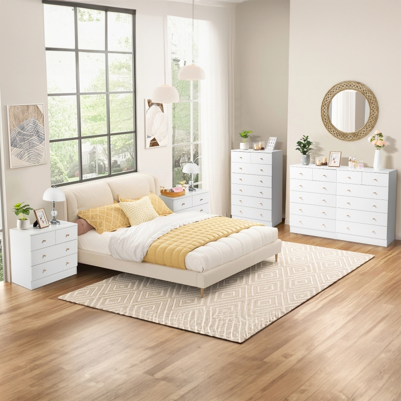 Zimtown 4 Drawers Dresser Chests, Wood Chset of Drawers Storage