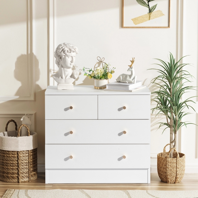 Zimtown 4 Drawers Dresser Chests, Wood Chset of Drawers Storage