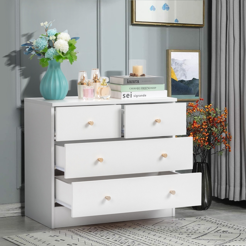 Zimtown 4 Drawers Dresser Chests, Wood Chset of Drawers Storage