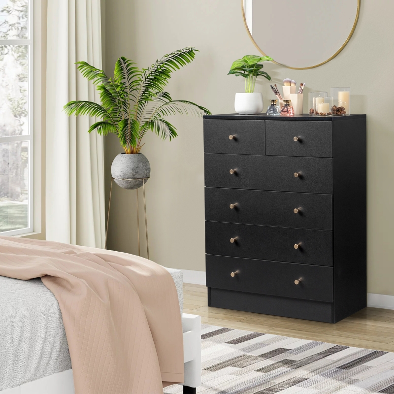 Zimtown 6 Drawers Dresser Chests for Bedroom, Modern Wood Chest of Drawers, Dressers Organizer for Bedroom, Living Room,Hallway, Black - zimtown Zimtown 6 Drawers Dresser Chests for Bedroom, Modern Wood Chest of Drawers, Dressers Organizer for Bedroom, Living Room,Hallway, Black - zimtown