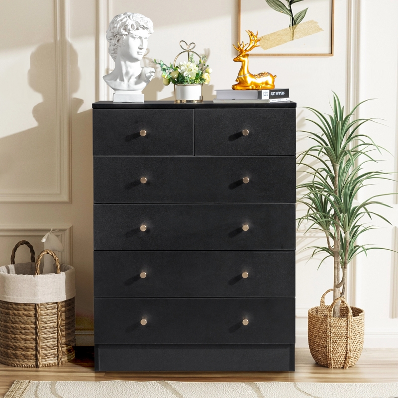 Zimtown 6 Drawers Dresser Chests for Bedroom, Modern Wood Chest of Drawers, Dressers Organizer for Bedroom, Living Room,Hallway, Black - zimtown