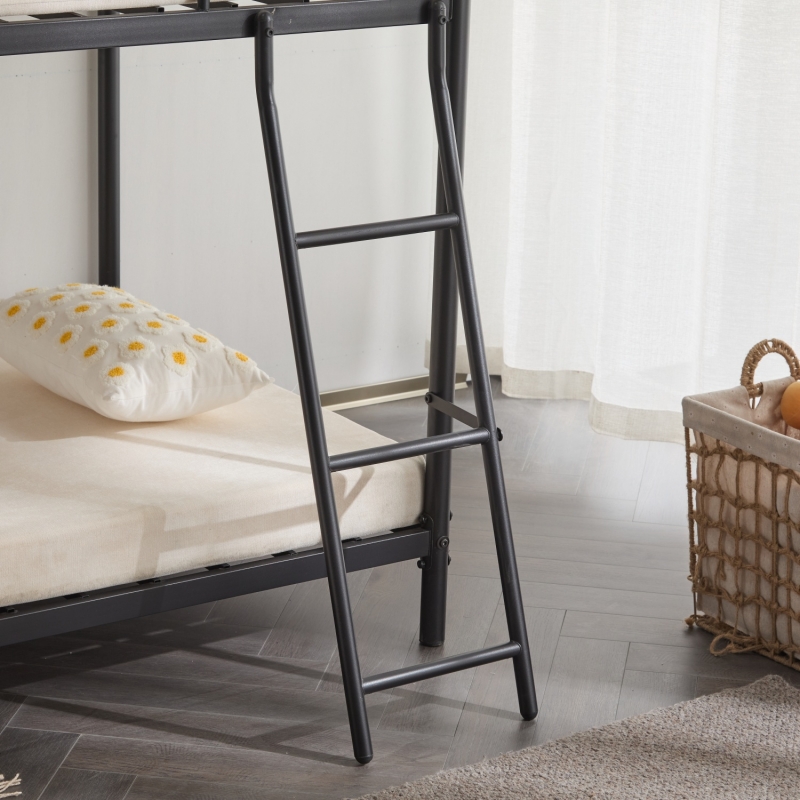 Zimtown Twin-over-Twin Low Profile Junior Bunk Bed, Black - zimtown