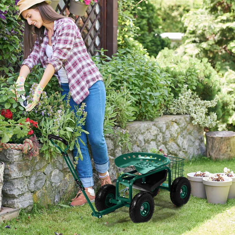 Zimtown Outdoor 35-inch Gardeners Tool Seat with Wheels and Extra