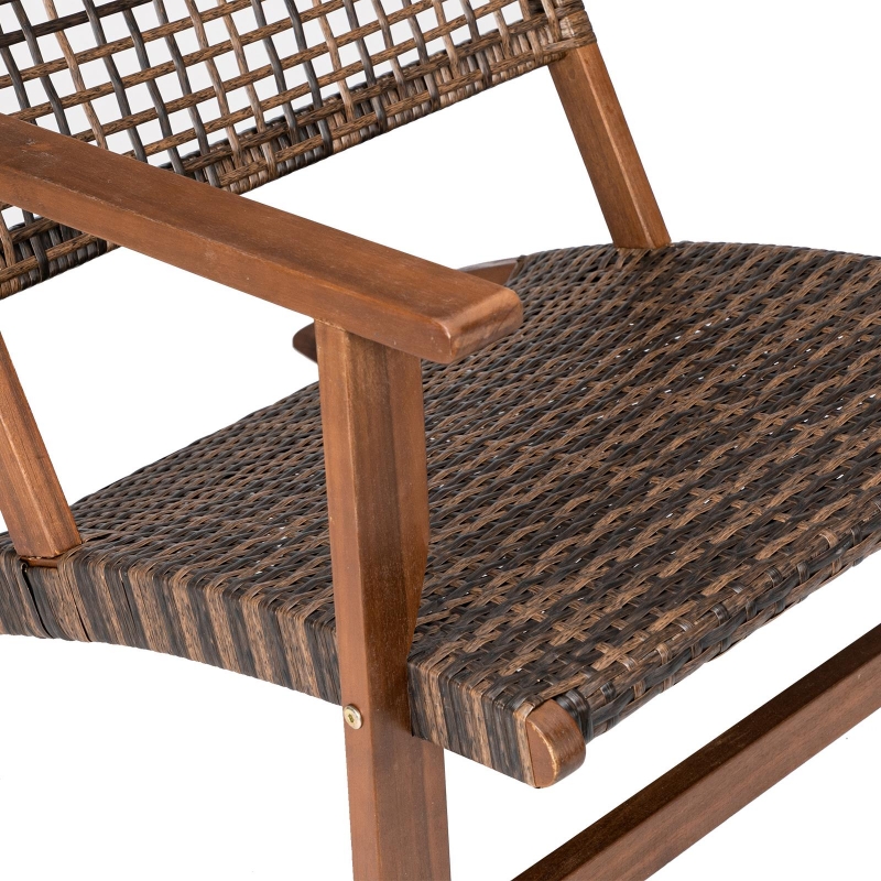 Zimtown Outdoor Wood Furniture Set Bistro Set with Coffee Table, for Backyard Porch Garden