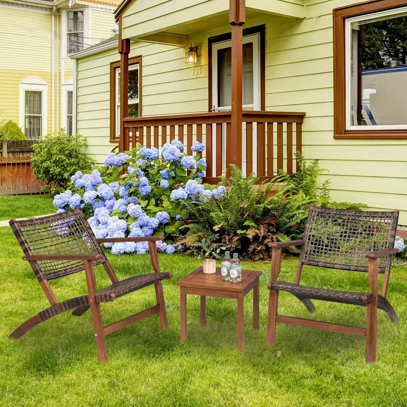 Zimtown Outdoor Wood Furniture Set Bistro Set with Coffee Table, for