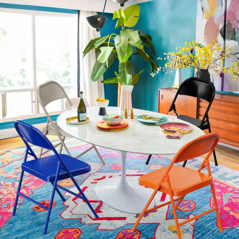 Zimtown Set of Folding Chairs, Metal Folding Chairs for Outdoor