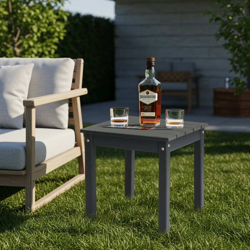 Zimtown 17.7x17.7in Square HDPE Outdoor Side Table for Patio