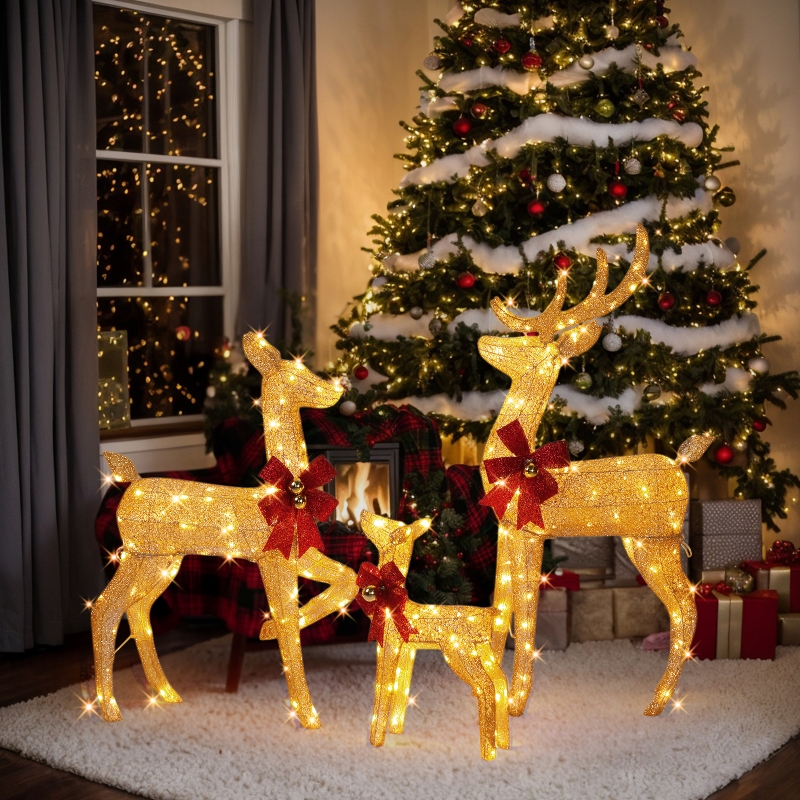 Zimtown 3-Piece Lighted Christmas Deer Set Outdoor Yard