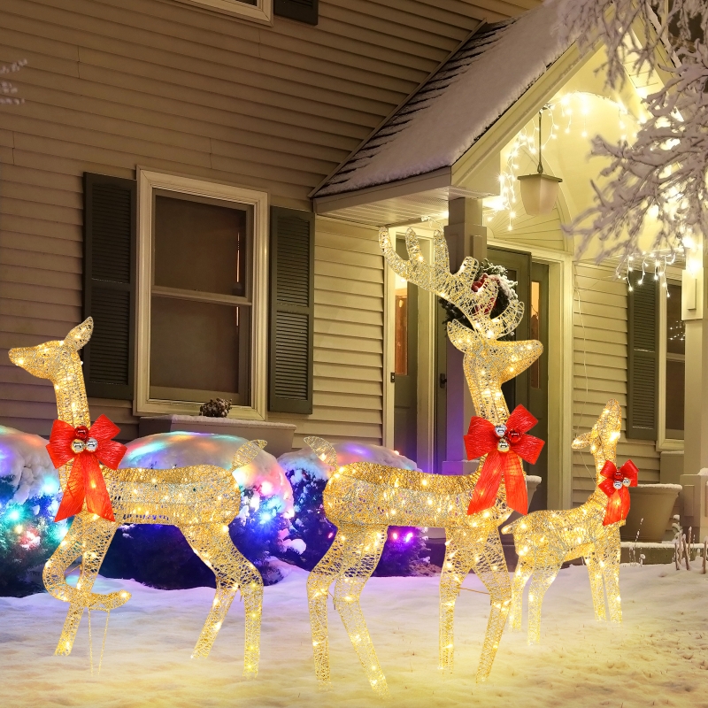 Zimtown 3-Piece Lighted Christmas Deer Set Outdoor Yard