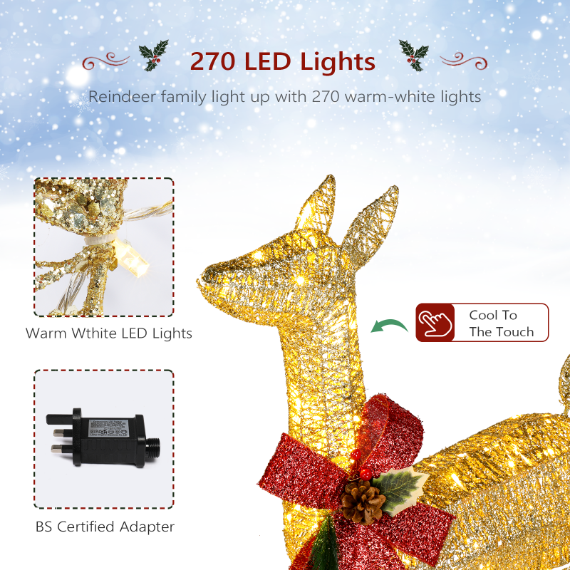 Zimtown 3-Piece Lighted Christmas Deer Set Outdoor Yard