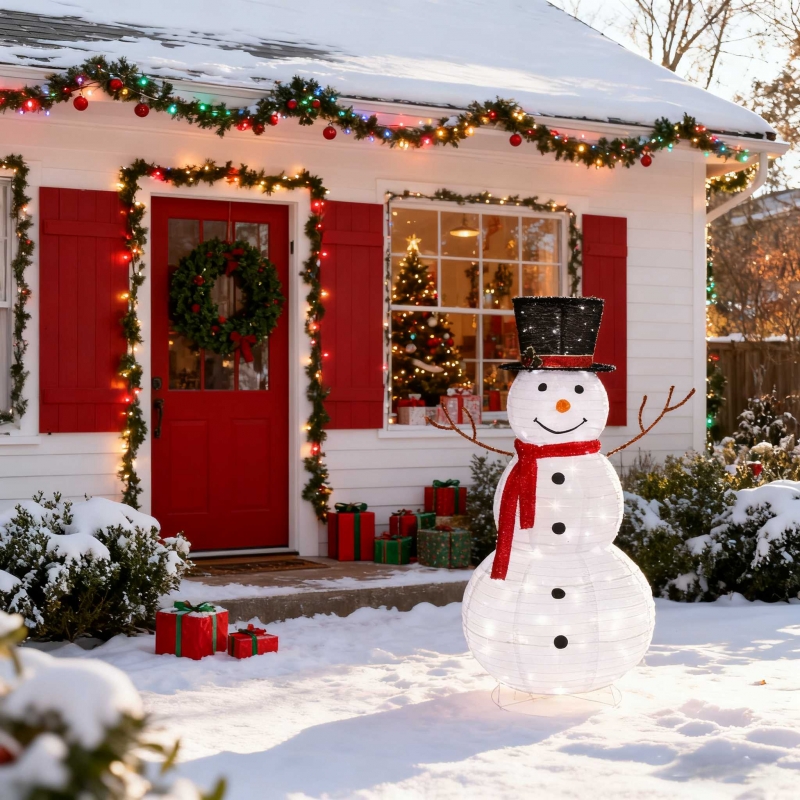 Zimtown LED Lighted Snowman Christmas Snowman w/ 180 LED Lights