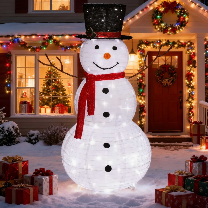 Zimtown LED Lighted Snowman Christmas Snowman w/ 180 LED Lights