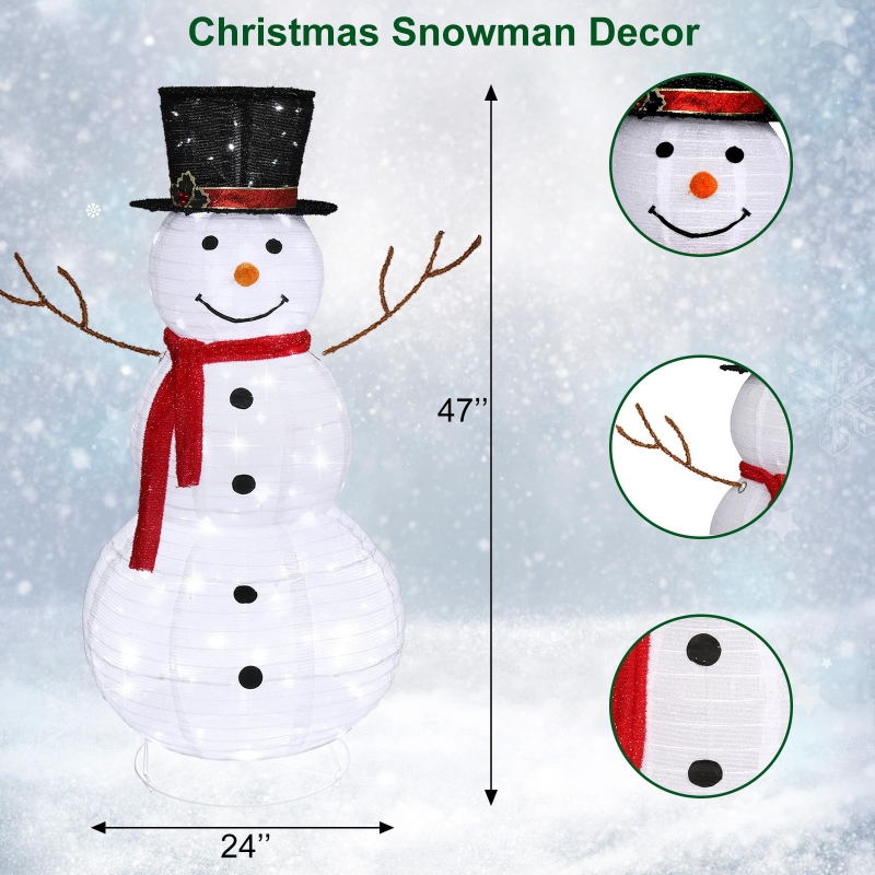 Zimtown LED Lighted Snowman Christmas Snowman w/ 180 LED Lights