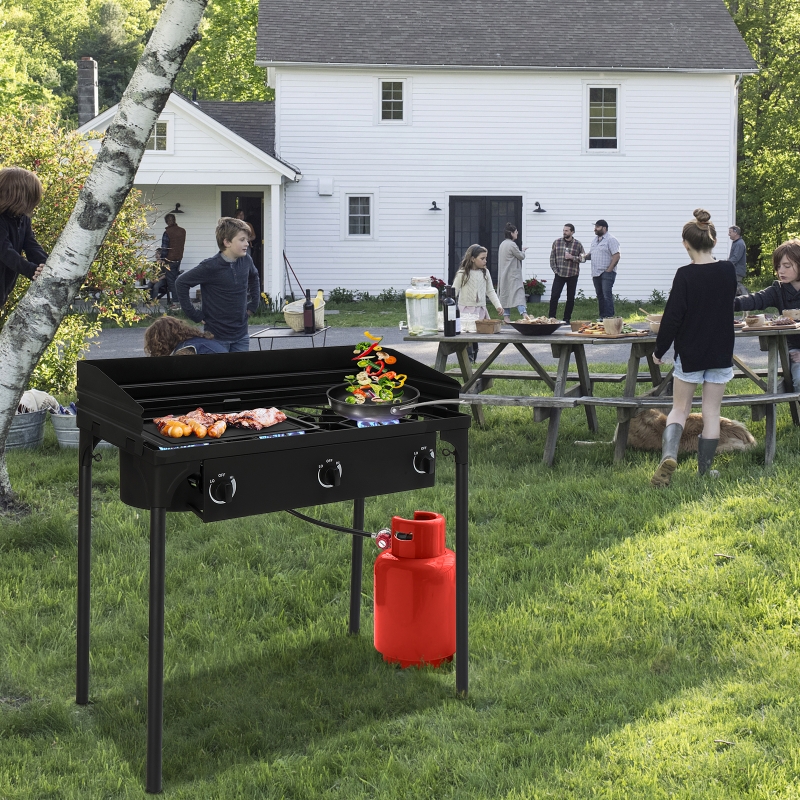 Zimtown 225000BTU 3-Burner Outdoor Stove with Windscreen, Black