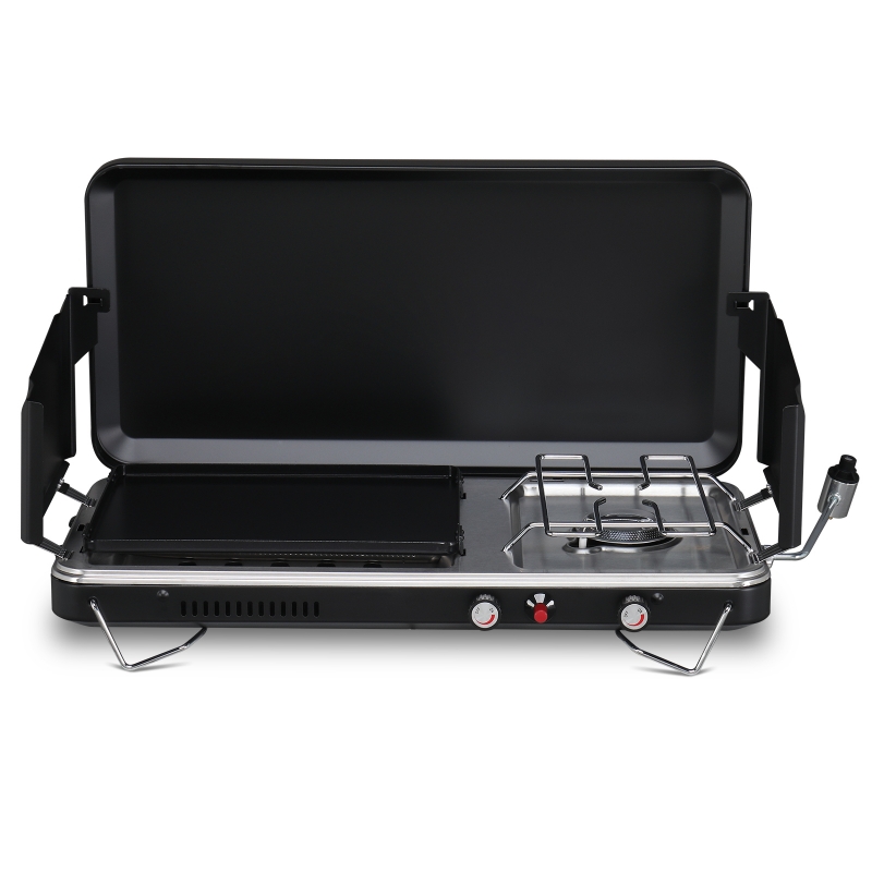 Zimtown Outdoor Tabletop Stainless Steel Propane Gas Grill Portable Two-Burner