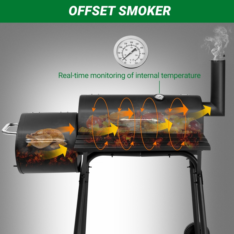 Zimtown BBQ Charcoal Grill Outdoor Barbecue Pit with Offset