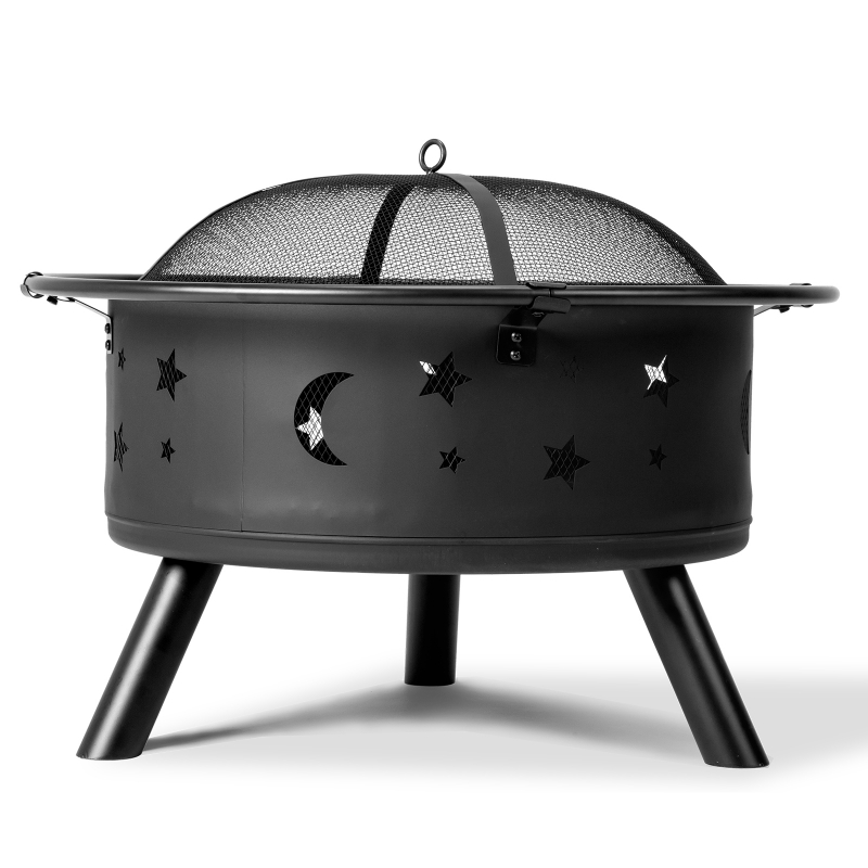 Fire Pit for Outside Outdoor Wood Burning, Star & Moon