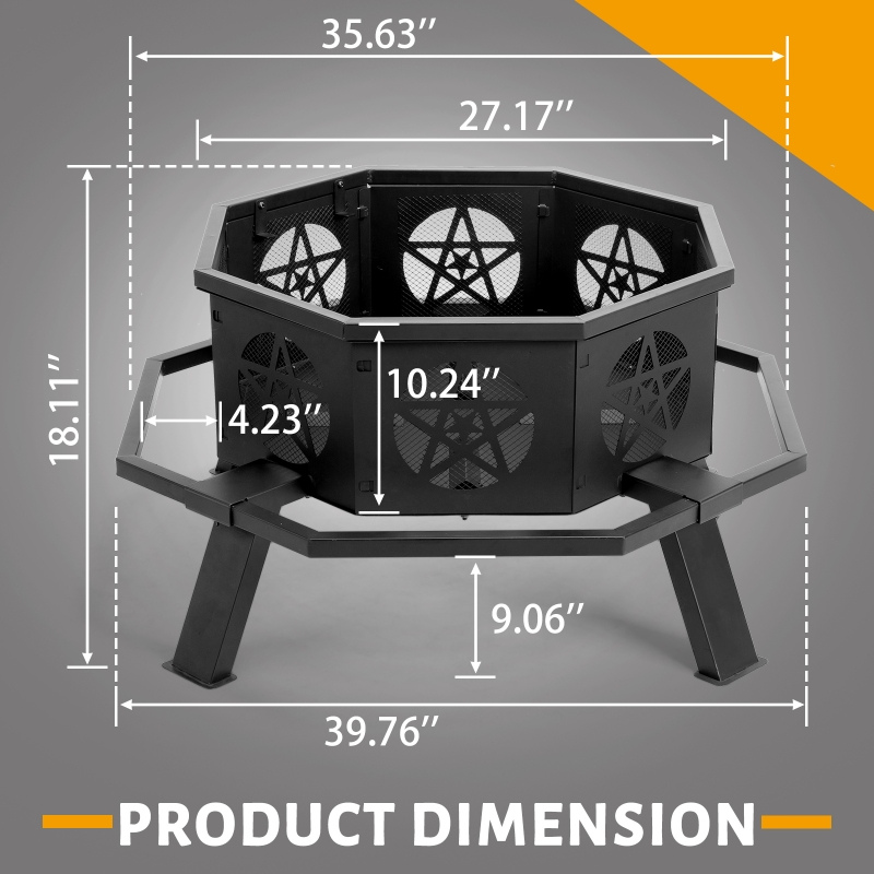 Zimtown Fir Pit for Outside 35 inch Iron Wood Burning Fir Pit with