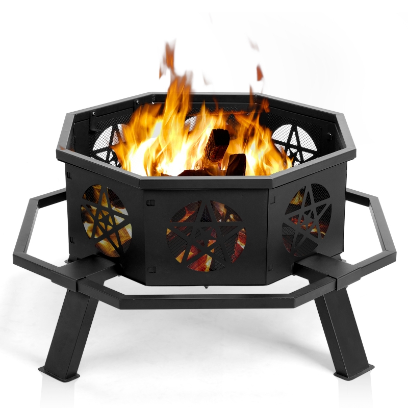 Zimtown Fir Pit for Outside 35 inch Iron Wood Burning Fir Pit with