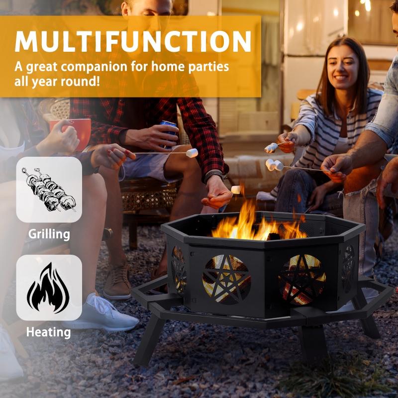 Zimtown Fir Pit for Outside 35 inch Iron Wood Burning Fir Pit with